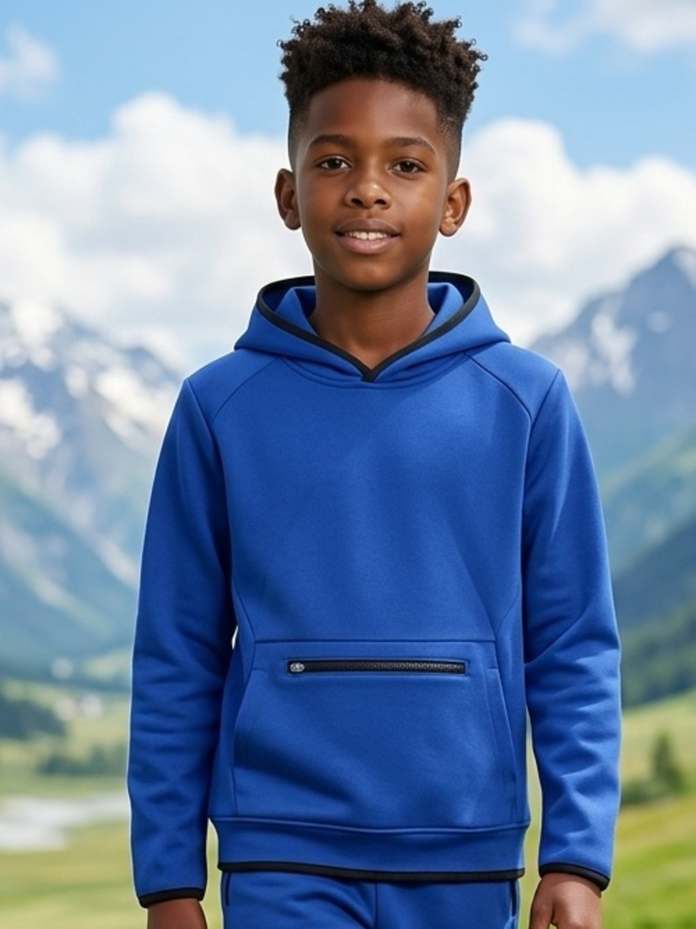EUC DSG Boys Blue Hooded Lightweight Pullover - Size Small 8/9